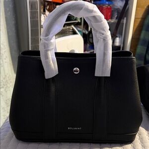 Black Pebbled Leather Tote Bag